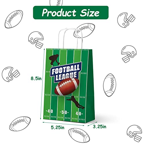 WEEPA Super Bowl 16 Pack Football Gift Bags Football Party Candy Favor Bags, with Handles Sport Party Gift Bags Great for Kids Football Themed Birthday Party, Super Bowl Party Supplies (Football)