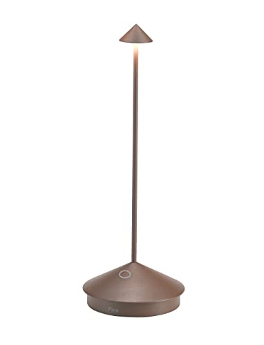 Pina Pro LED Table lamp (Color: Rust) in Aluminum, Indoor/Outdoor use, Contact Charging Base, H29cm, USA Plug