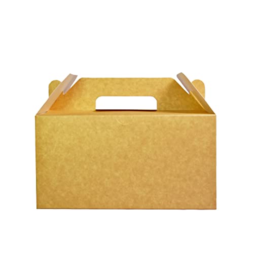 PandaPanda gable boxes (50 pcs) with handle (8.3 * 5.1 * 4.5 inches) for foods, gifts and party favors (100 oz) environment friendly