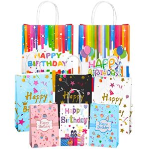 Colodeol Birthday Gift Bag with Handle,24 PCS Gift Bags Assorted Sizes, Large, Medium, Small Size Gift Bag for Kids, Boys, Girls, Women and Men’ Birthdays Party