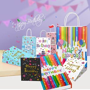 Colodeol Birthday Gift Bag with Handle,24 PCS Gift Bags Assorted Sizes, Large, Medium, Small Size Gift Bag for Kids, Boys, Girls, Women and Men’ Birthdays Party