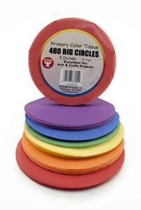 hygloss products tissue circles primary colors 5″ paper colors-480 pcs