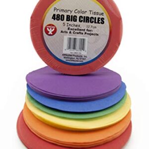 Hygloss Products tissue circles primary colors 5" Paper Colors-480 Pcs