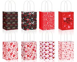 8 pcs mini paper valentines day gift bags mini gift bags with handles bag for gift cards, galentines day, teacher present, classroom parties, wedding birthday sweetest day party favor