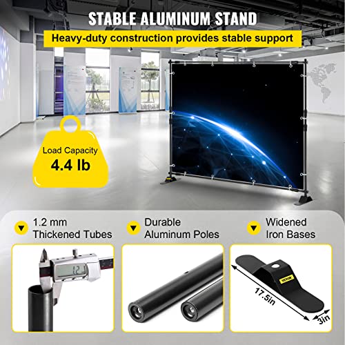 VEVOR 8 X 8 Ft Banner Stand Adjustable Height and Width Display Backdrop Lightweight Portable Trade Show Wall for Photography