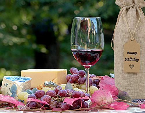 Keniot Burlap Wine Bags Wine Gift Bags with Drawstrings, Single Reusable Wine Bottle Covers with Ropes and Tags (10 Pcs)