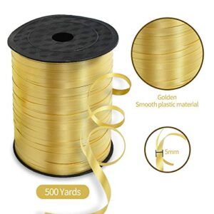 500 Yards Curling Ribbon-Balloon Ribbon-Balloon String for Art&Craft Decor,Gift Wrapping,Ribbons and Bows for Christmas New Year Birthday Gifts Supplies (Gold)
