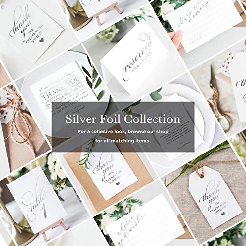 Bliss Collections Thank You Tags, 50 Real Silver Foil Gift Tags for Weddings, Receptions, Bridal Showers, Baby Shower Favors, Engagement Parties, Special Events, Thank You for Celebrating with Us