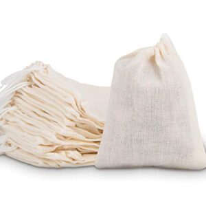 chielor 50 pieces cotton drawstring bags, reusable muslin bag sachet bag gift bag jewelry pouch for wedding party home supplies, natural unbleached coffee/spice/tea/herbs/soup bags (3 by 4 inches)