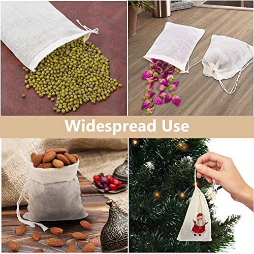 Chielor 50 Pieces Cotton Drawstring Bags, Reusable Muslin Bag Sachet Bag Gift Bag Jewelry Pouch for Wedding Party Home Supplies, Natural Unbleached Coffee/Spice/Tea/Herbs/Soup Bags (3 by 4 Inches)