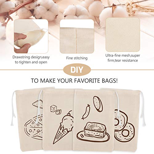 Chielor 50 Pieces Cotton Drawstring Bags, Reusable Muslin Bag Sachet Bag Gift Bag Jewelry Pouch for Wedding Party Home Supplies, Natural Unbleached Coffee/Spice/Tea/Herbs/Soup Bags (3 by 4 Inches)