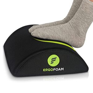 ergofoam foot rest under desk (mesh) – premium under desk footrest – desk foot rest for lumbar, back, knee pain – foot stool rocker (black)