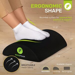 ErgoFoam Foot Rest Under Desk (Mesh) - Premium Under Desk Footrest - Desk Foot Rest for Lumbar, Back, Knee Pain - Foot Stool Rocker (Black)