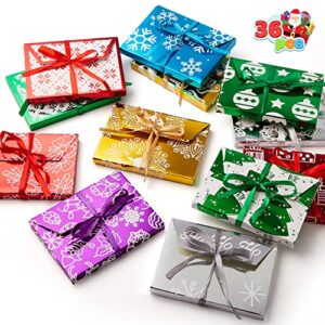 joyin 36 pcs christmas fancy foil gift card boxes with ribbon, decorative wrapped gift card holder boxes (4.5″ x 3.25″ x 0.4″) for envelopes, holiday gift decor