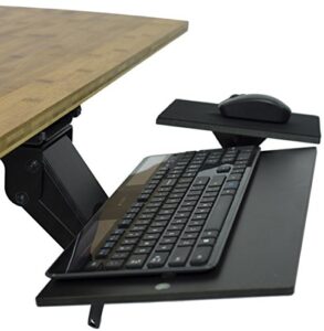 kt1 ergonomic under-desk computer keyboard tray adjustable height angle negative tilt sliding pull out platform swivels 360 slides office products furniture desktop accessories with mouse pad black