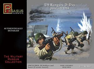 d-day us rangers normandy june 6, 1944 soldiers set (39) (plastic kit) 1-72 pegasus
