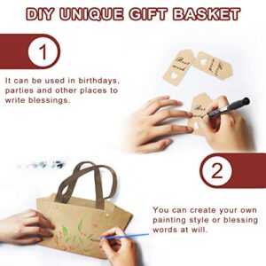 Bigger Baskets for Gifts Empty ,6 Pack Sturdy Kraft Basket With Handles Gift Basket Kit,6 Shrink Wrap Bags, 6 Bows and Hang Tag，Empty Gift Baskets Supplies Wrap To Fill For Holiday And Any Occasion