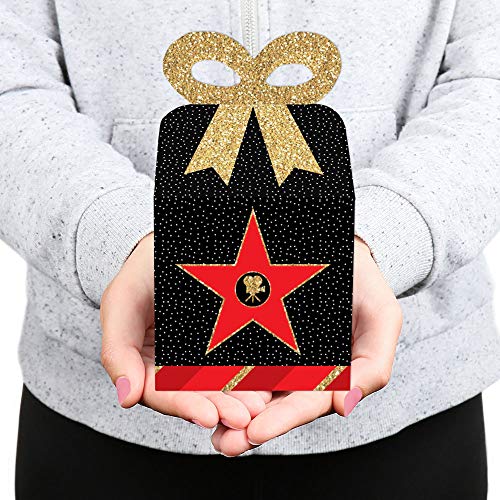 Big Dot of Happiness Red Carpet Hollywood - Square Favor Gift Boxes - Movie Night Party Bow Boxes - Set of 12