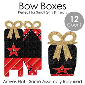 Big Dot of Happiness Red Carpet Hollywood - Square Favor Gift Boxes - Movie Night Party Bow Boxes - Set of 12