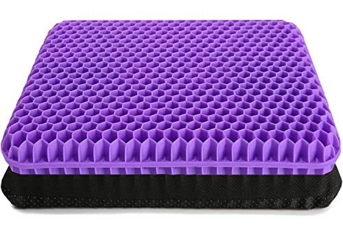 NC Gel Seat Cushion for Long Sitting, Pressure Relief pad, Back, Hip, Sciatica, Tailbone Pain Relief Cushion, Use for The Car, Office, Wheelchair, Stadium Bleachers, Outdoor Travel .(Purple)