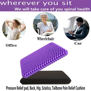 NC Gel Seat Cushion for Long Sitting, Pressure Relief pad, Back, Hip, Sciatica, Tailbone Pain Relief Cushion, Use for The Car, Office, Wheelchair, Stadium Bleachers, Outdoor Travel .(Purple)