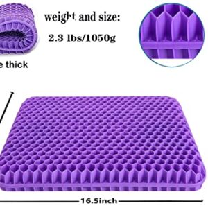 NC Gel Seat Cushion for Long Sitting, Pressure Relief pad, Back, Hip, Sciatica, Tailbone Pain Relief Cushion, Use for The Car, Office, Wheelchair, Stadium Bleachers, Outdoor Travel .(Purple)