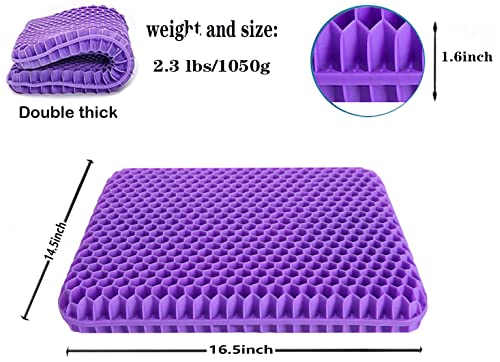 NC Gel Seat Cushion for Long Sitting, Pressure Relief pad, Back, Hip, Sciatica, Tailbone Pain Relief Cushion, Use for The Car, Office, Wheelchair, Stadium Bleachers, Outdoor Travel .(Purple)