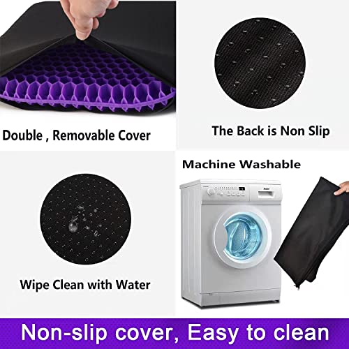 NC Gel Seat Cushion for Long Sitting, Pressure Relief pad, Back, Hip, Sciatica, Tailbone Pain Relief Cushion, Use for The Car, Office, Wheelchair, Stadium Bleachers, Outdoor Travel .(Purple)