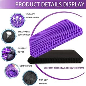 NC Gel Seat Cushion for Long Sitting, Pressure Relief pad, Back, Hip, Sciatica, Tailbone Pain Relief Cushion, Use for The Car, Office, Wheelchair, Stadium Bleachers, Outdoor Travel .(Purple)