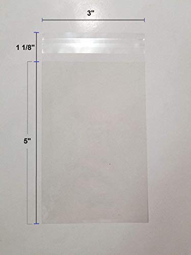 UNIQUEPACKING 100 Pcs 3x5 Clear Resealable Recloseable Cellophane/Cello Polypropylene Bags