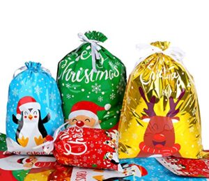 steford 30pcs christmas drawstring gift bags,lager size xmas gift wrapping goodies bags