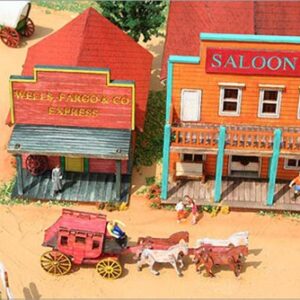 Desktop Wooden Model Kit Western Wagon Set