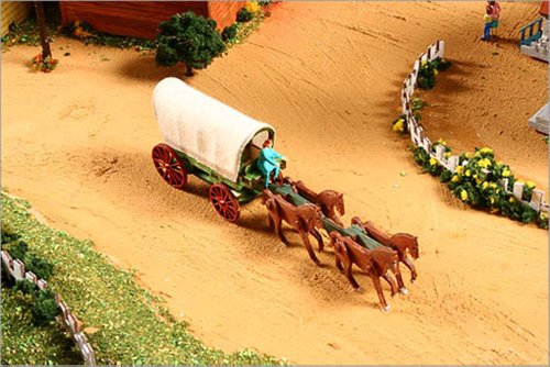 Desktop Wooden Model Kit Western Wagon Set