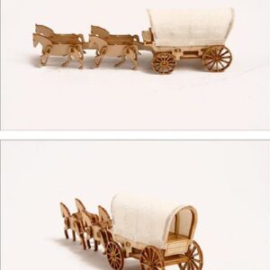 Desktop Wooden Model Kit Western Wagon Set