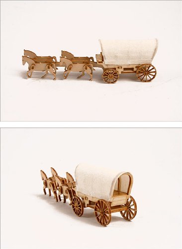 Desktop Wooden Model Kit Western Wagon Set