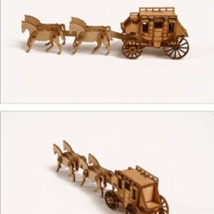 Desktop Wooden Model Kit Western Wagon Set