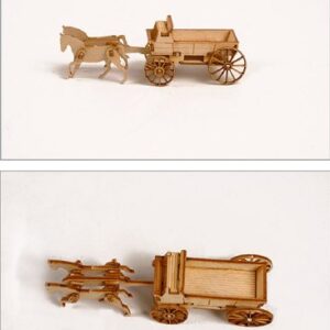 Desktop Wooden Model Kit Western Wagon Set