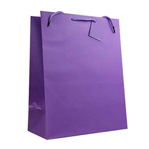 allgala 12pk value premium solid color paper gift bags -13″ large (purple)