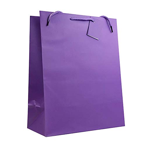 allgala 12PK Value Premium Solid Color Paper Gift Bags -13" Large (Purple)