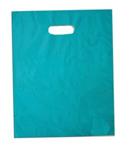 50 12×15 glossy teal blue plastic merchandise bags w/handles