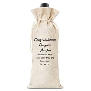 congration gift, congratulations on your new job, gift for her, gift for him, cotton linen wine bag – 1 pack （winedai-066）