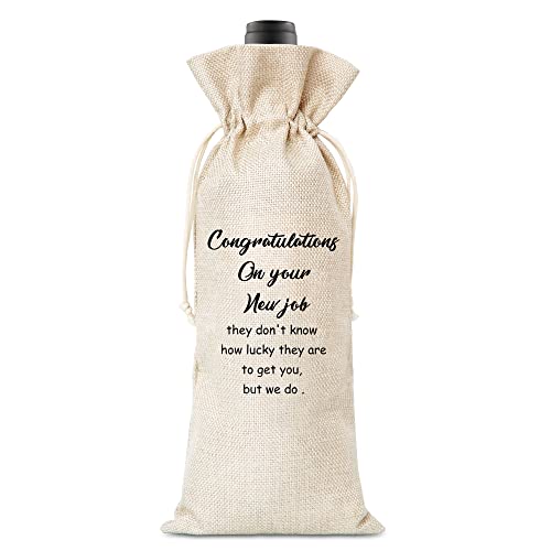 Congration Gift, Congratulations On Your New Job, Gift For Her, Gift For Him, Cotton Linen Wine Bag - 1 Pack （WINEDAI-066）