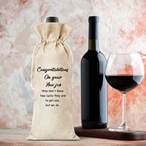 Congration Gift, Congratulations On Your New Job, Gift For Her, Gift For Him, Cotton Linen Wine Bag - 1 Pack （WINEDAI-066）