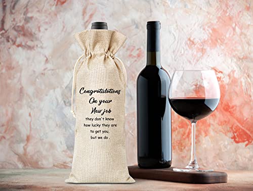 Congration Gift, Congratulations On Your New Job, Gift For Her, Gift For Him, Cotton Linen Wine Bag - 1 Pack （WINEDAI-066）