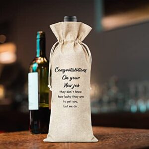 Congration Gift, Congratulations On Your New Job, Gift For Her, Gift For Him, Cotton Linen Wine Bag - 1 Pack （WINEDAI-066）