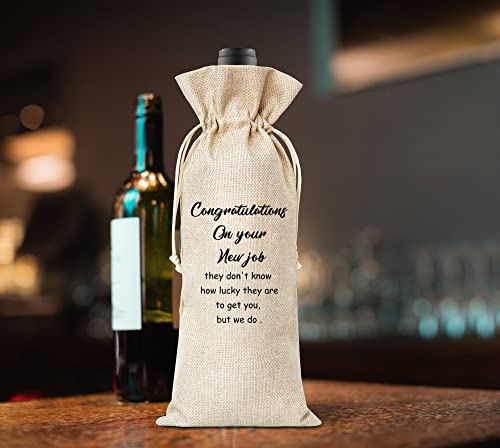 Congration Gift, Congratulations On Your New Job, Gift For Her, Gift For Him, Cotton Linen Wine Bag - 1 Pack （WINEDAI-066）