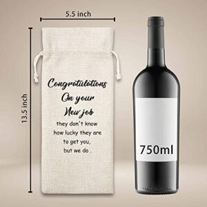 Congration Gift, Congratulations On Your New Job, Gift For Her, Gift For Him, Cotton Linen Wine Bag - 1 Pack （WINEDAI-066）