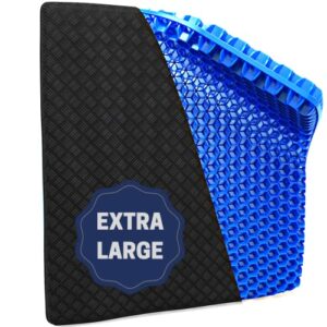 saturay extra large & thick 19.5″ gel cushion for sitting – hip, tailbone, sciatica, pressure sores – wheelchair, desk, car seat pad – gel seat cushions for pressure relief – egg sitter cushion