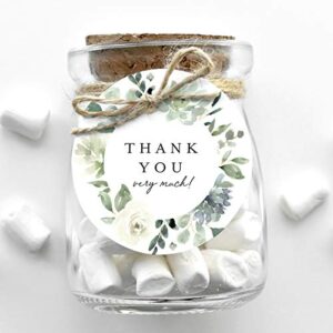 bliss collections thank you gift tags, muted succulent, thank you very much gift tags for weddings, bridal showers, birthdays, parties, baby showers, wedding favors or events, 2.5″x2.5″ (50 tags)