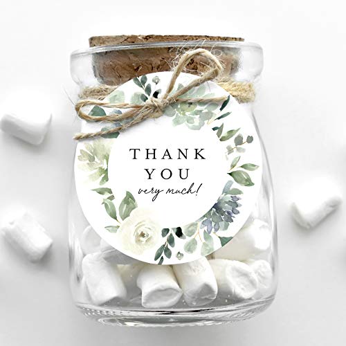 Bliss Collections Thank You Gift Tags, Muted Succulent, Thank You Very Much Gift Tags for Weddings, Bridal Showers, Birthdays, Parties, Baby Showers, Wedding Favors or Events, 2.5"x2.5" (50 Tags)